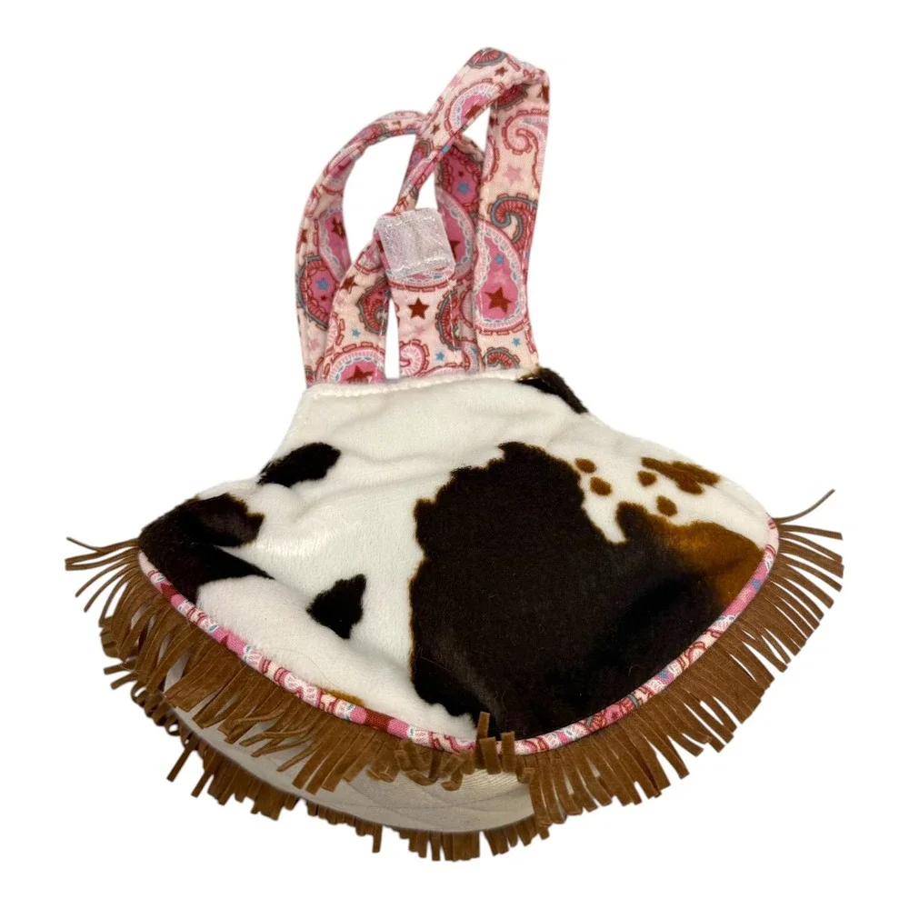 Douglas Sassy Pet Saks Cow Print Fringe Pink Cowboy Boot Plush Carrier Bag